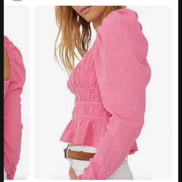 FREE PEOPLE PINK CHLOE TOP XL - Picture 4 of 6